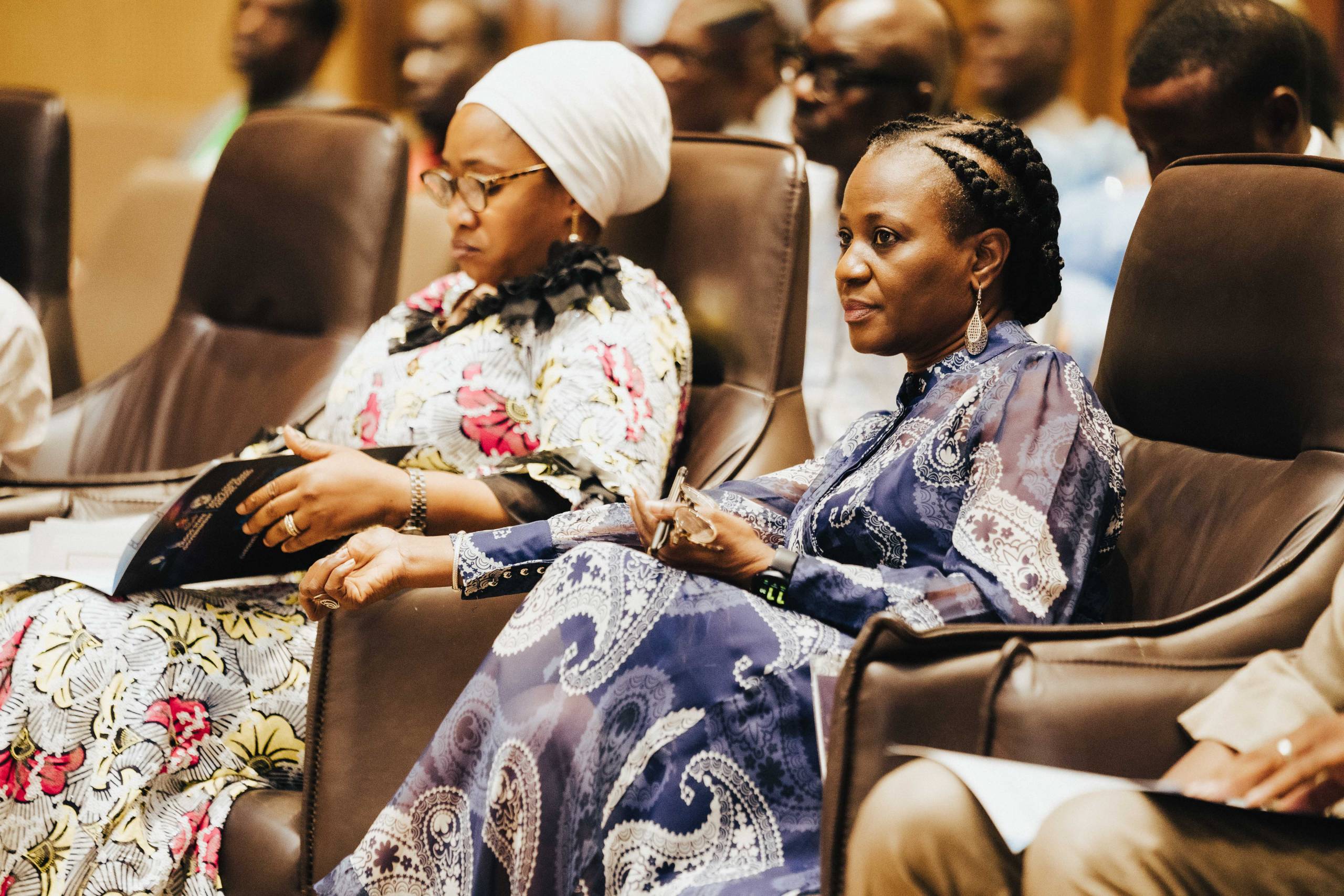 Guests seated in the auditorium's upholstered seating during a performance.